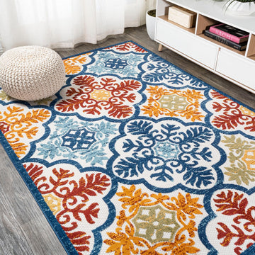 Cassis Ornate Ogee Trellis High-low Indoor/outdoor Area Rug